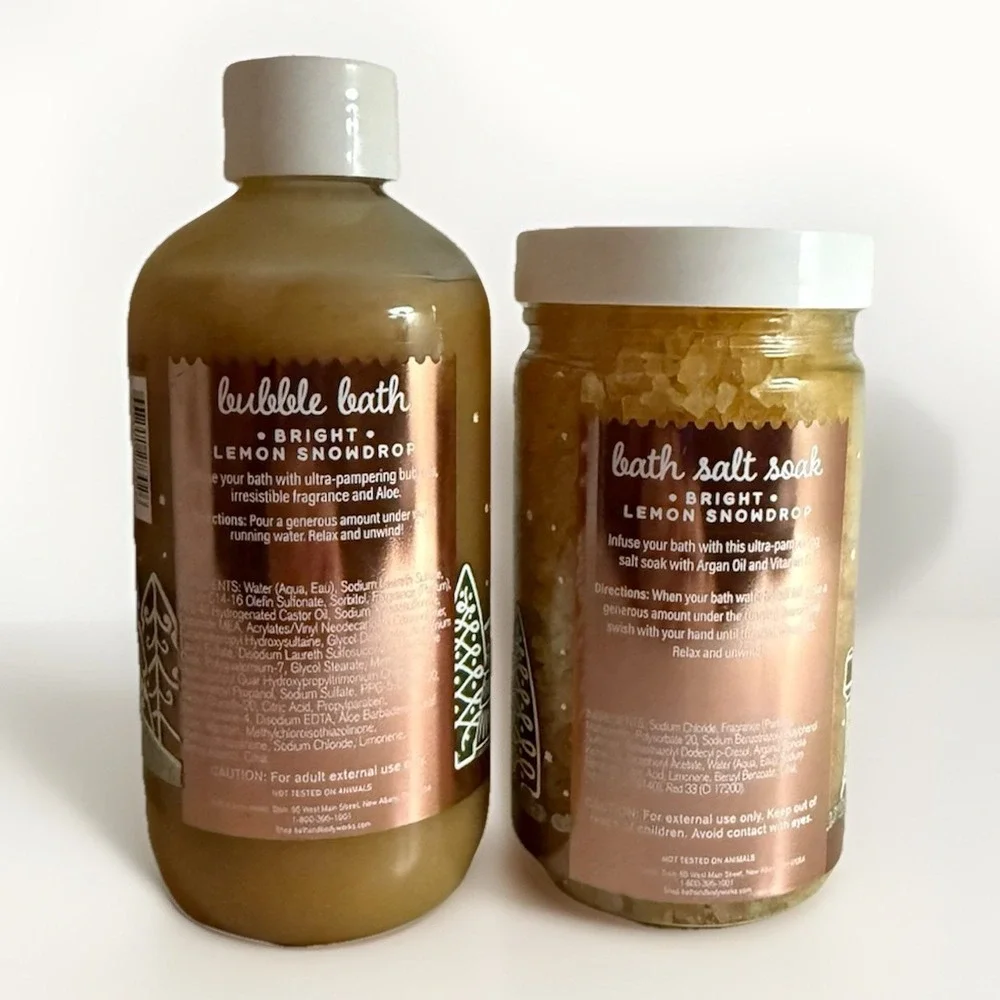 BATH & BODY WORKS BRIGHT LEMON‎ SNOWDROP BATH SALT SOAK 8 OZ & BUBBLE BATH NEW